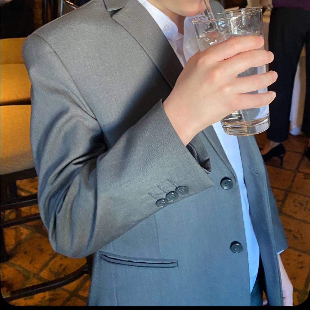 Via Roma Youth Boys Dark Gray Suit Jacket and Pants